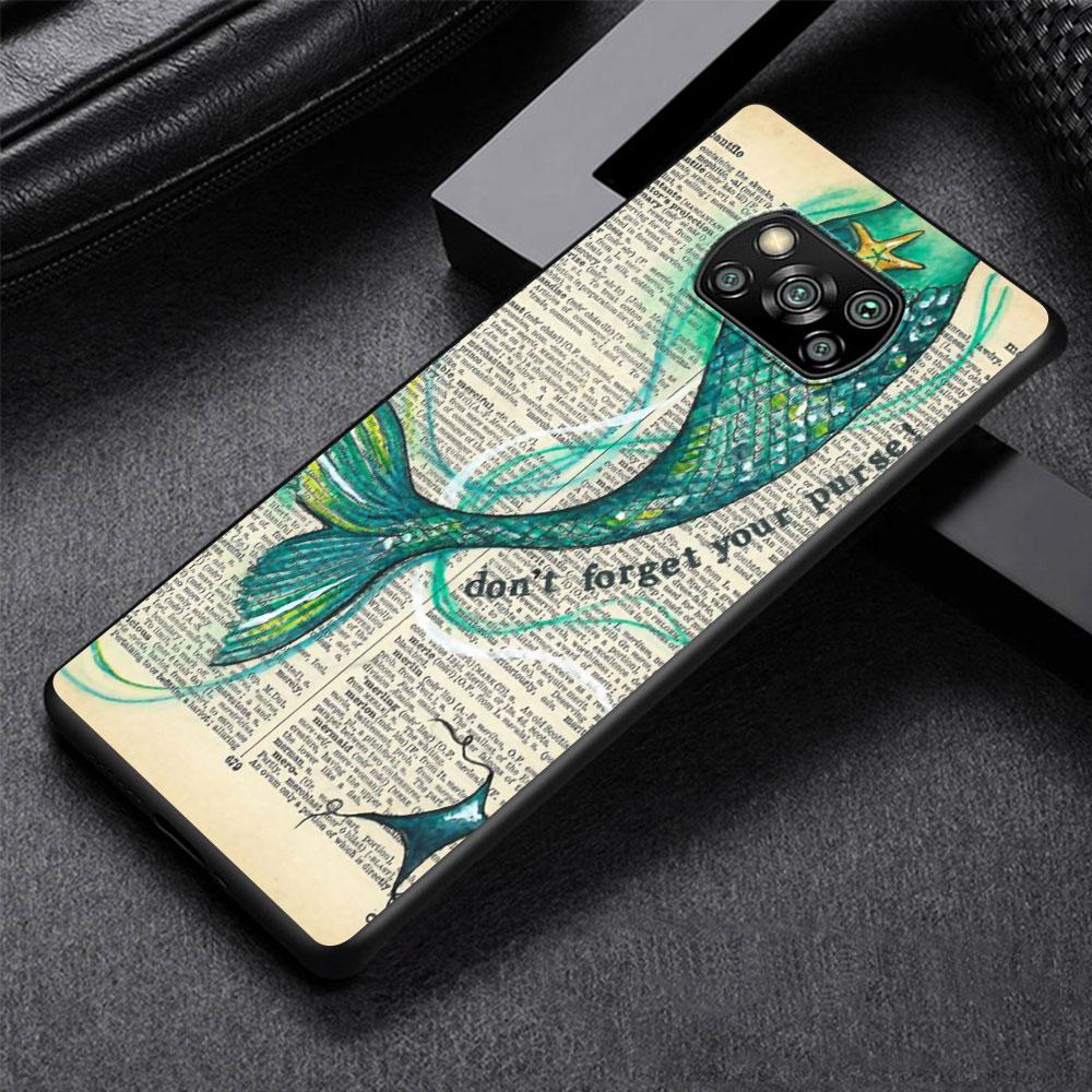 Custodia Cool Sirena per Xiaomi Poco X3 NFC X5 F4 F3 M4 Pro X4 GT M5s M5 Pocophone F1 M3 Cover Guscio in TPU Nero per Telefono