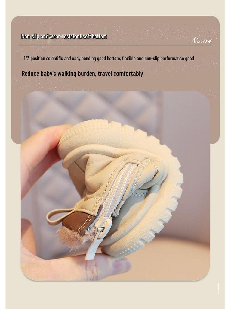 Winter Kleinkind Fleecegefütterte Warme Schneestiefel - Weiche Sohle, Verdickte Stiefeletten für Jungen & Mädchen