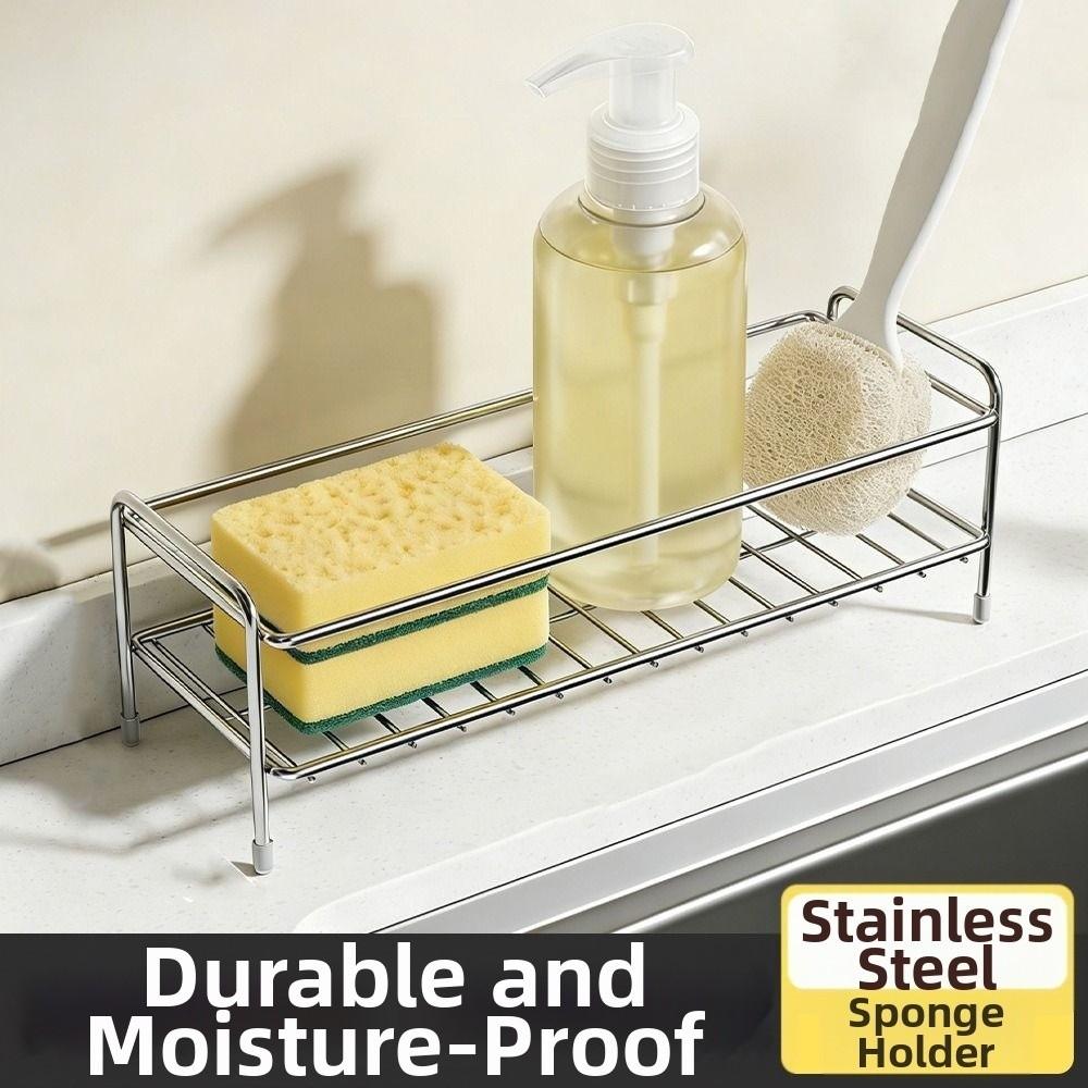 Stainless Steel Kitchen Sink Storage Rack Waterproof Modern Cosmetic Storage Stand Anti-rust Quick Dry Sponge Self-draining Tray