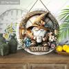 2D Flat Hanging Decorative Signs, Interior Wall or Door Decoration, the Pattern Is Dwarf and Coffee, Interesting Gifts for Family and Friends