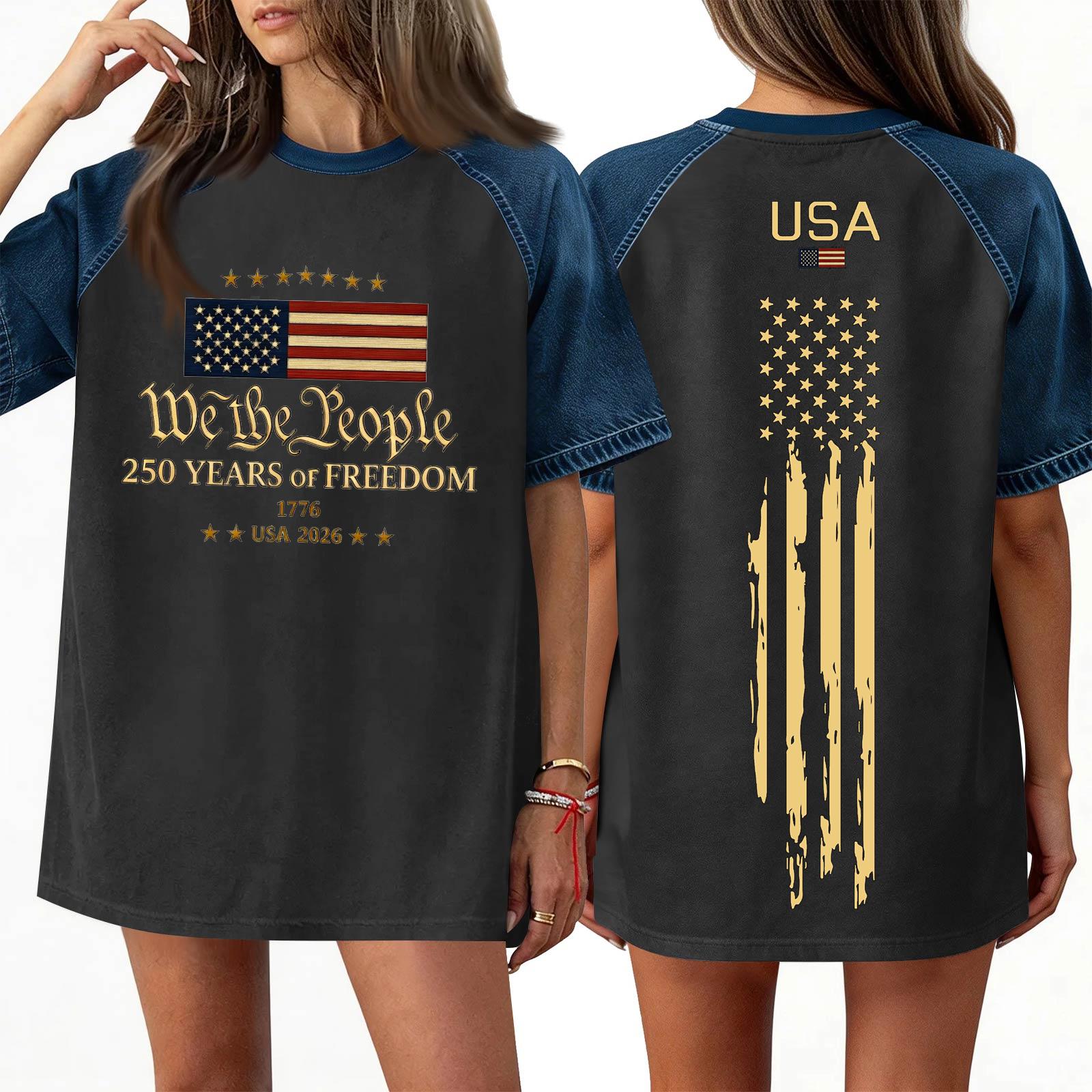 

Women s Denim Patchwork Top, Casual Short-sleeved Comfortable T-shirt, Fashionable For Spring And Summer. XXXL