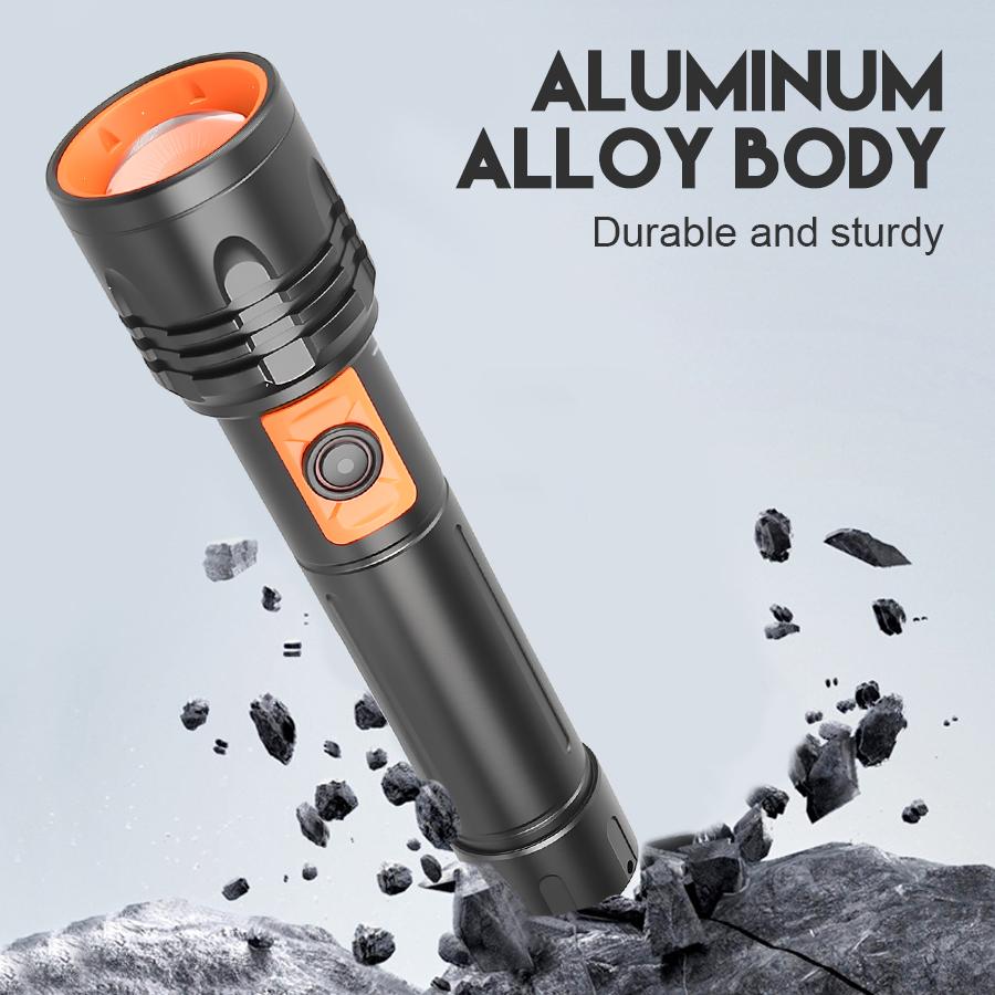 Super Bright LED Flashlight Rechargeable Outdoor Long-range Zoom Torch Alum Alloy Safety Light Camping Waterproof Lantern Lamp
