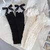 Winter Autumn Twist Cable Knitted Leg Warmers Cute Bowknot Ruffled Lace Foot Covers Middle Tube Calf Socks for Women