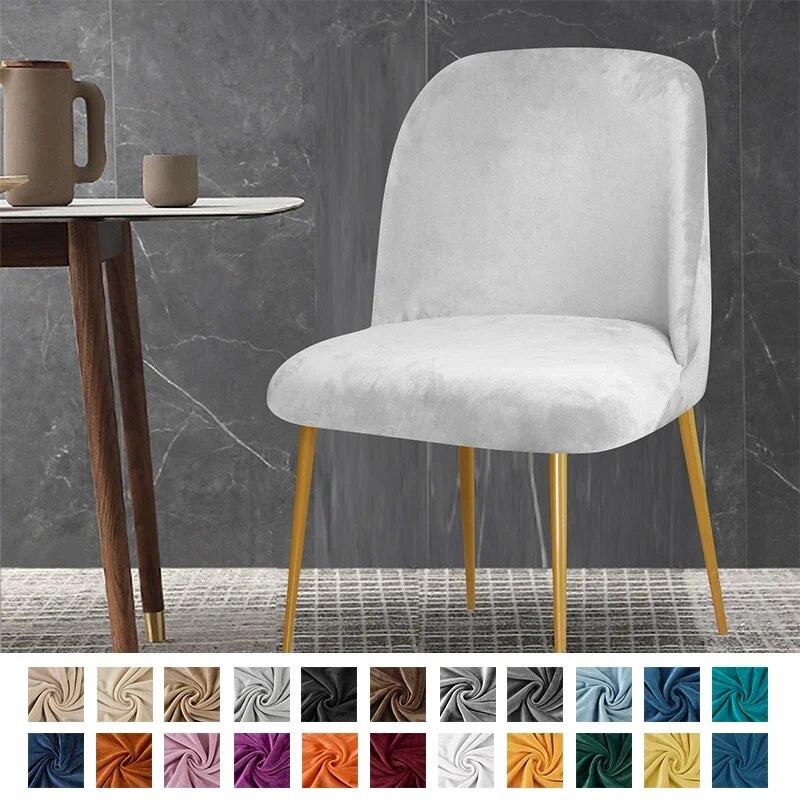 1/2/4/6 Pc Velvet Duckbill Makeup Chair Covers Round Bottom Stool Accent Low Back Dinning Office Chair Slipcover  Seat Cover
