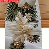 Christmas's Day White Floral Table Runner - Festive Wreath Print, Perfect for Home Decor & New Year Gifts
