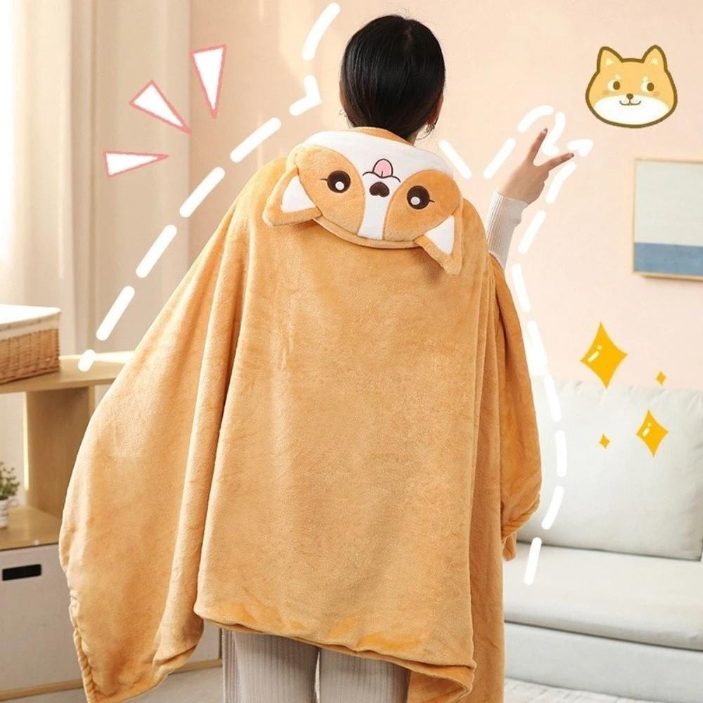 Cozy Hooded Nap Blanket Warm Shawl Blanket Cute Kawaii Cloak  Office Nap