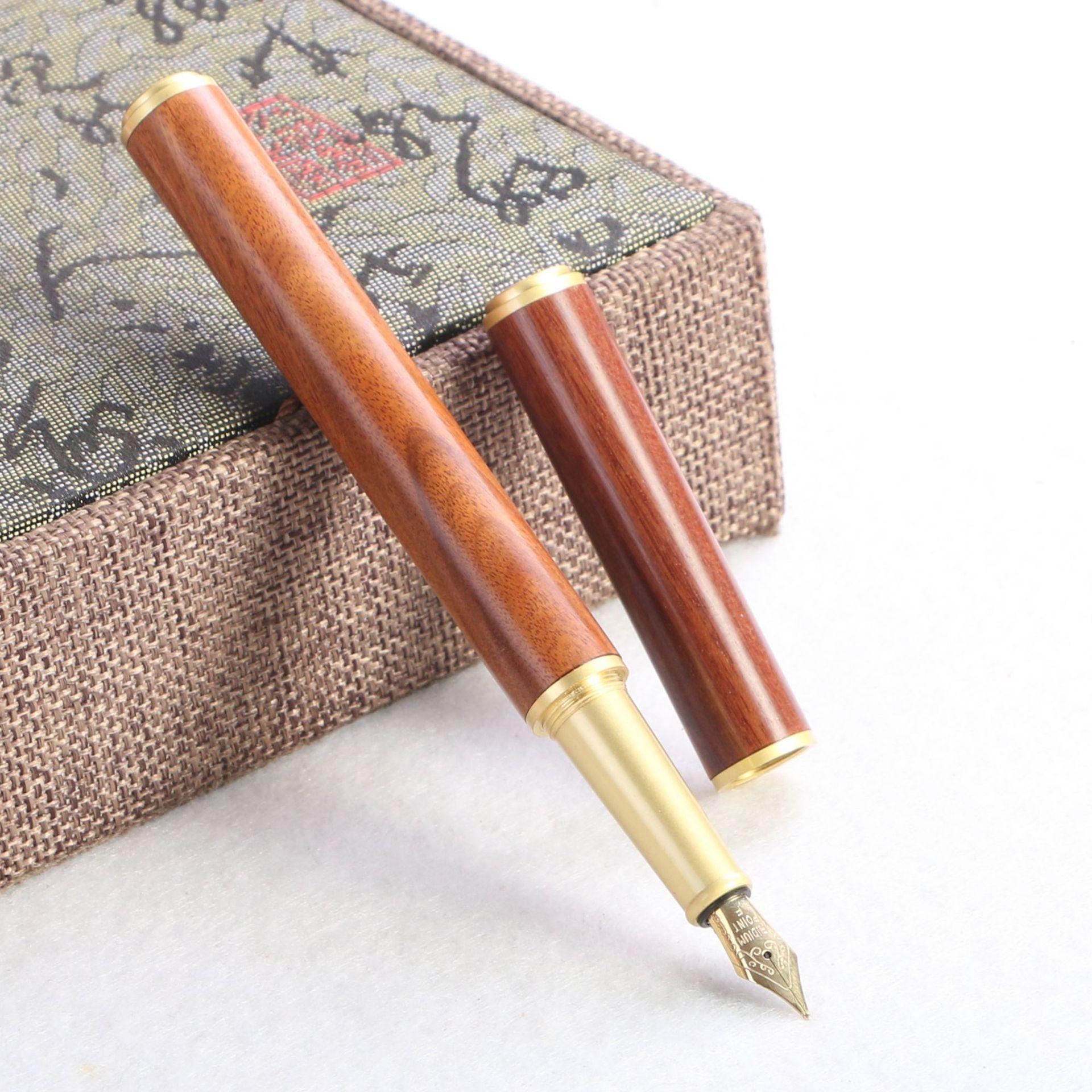 High-Quality Wooden Pen Creative Rosewood Pen Calligraphy Pen Ebony Pen Ketan Wooden Pen Business Gift Engraving 0.5mm розовый лес