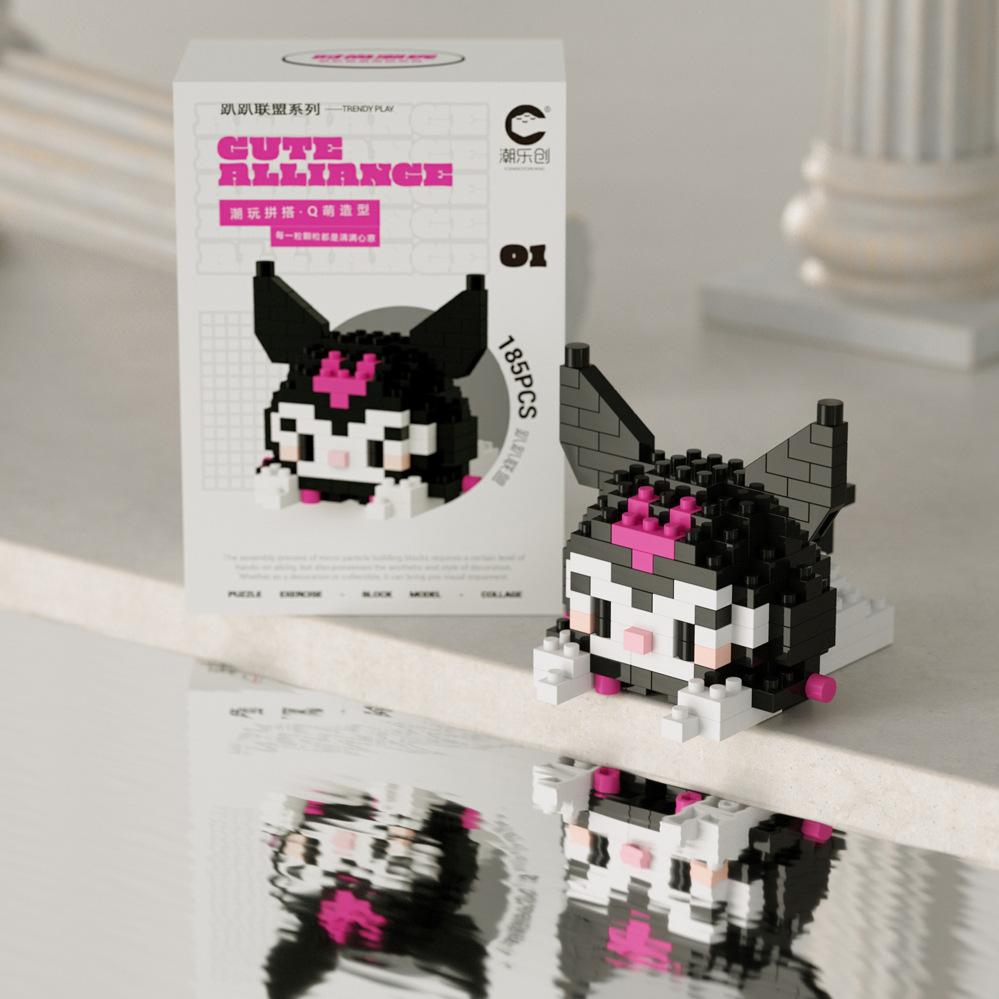 Süßer Mini auf der Vorderseite liegend Disney Mickey Bausteine Batman Kleiner Panda Stein 3D Süße Kuromi Sanrio Modell Spielzeug Für Kinder Geschenk