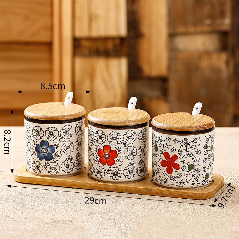 

1/2/3 шт. Керамическая банка для приправ с крышкой-лопаткой, ложкой, кухонными принадлежностями, набором для хранения бутылок с приправами, банкой, органайзером для специй, канистрой