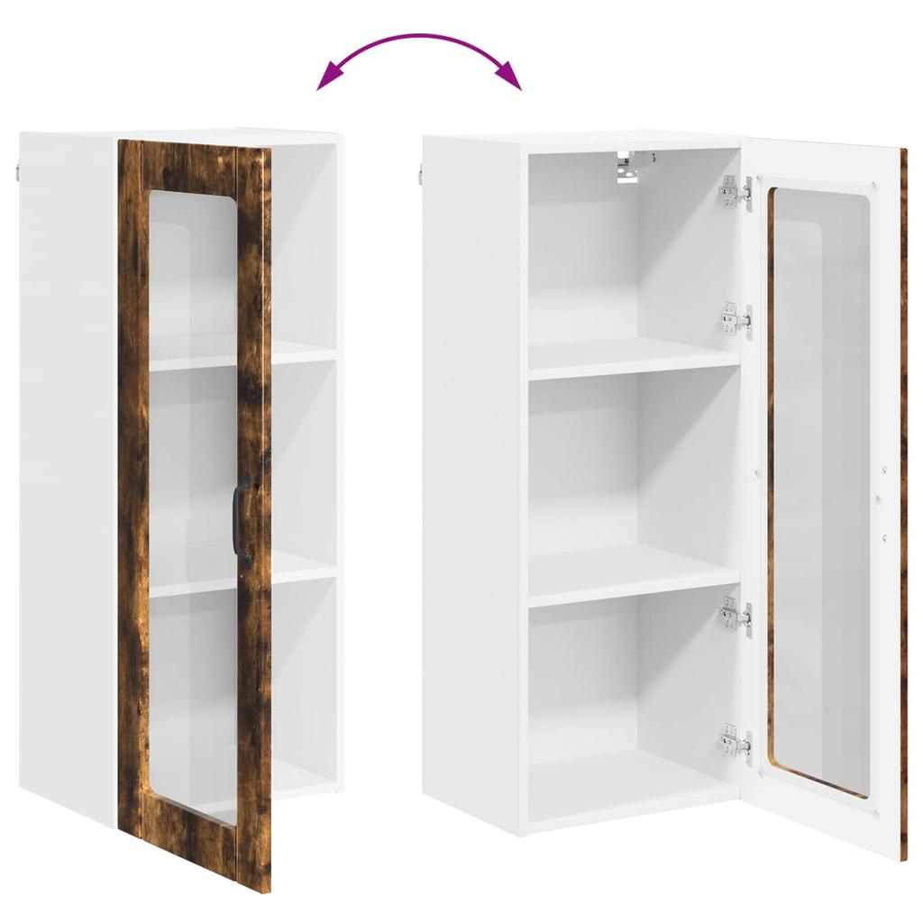 Wall Mounted Glass Cabinet LUCCA Smoked Oak 40 X 31 X 100 Cm