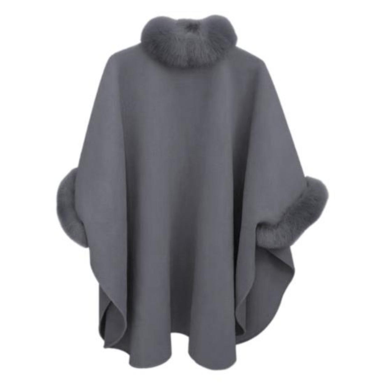 Женское зимнее пальто-накидка с рукавами «летучая мышь» Толстая шаль Свободный — фото 8