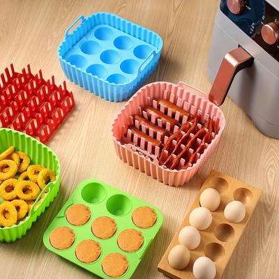 3 Piece/Set Non-Stick Air Fryer Silicone Baking Tray Heat-resistant Household Cupcake Mold Square Bacon Grill