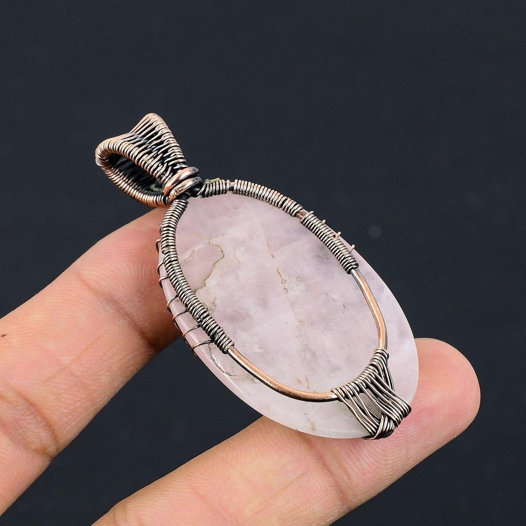 Tree Of Life Rose Quartz Jewelry, 999 Copper Wire Wrapped Pendant Handmade Gemstone Jewelry, Gifts For Wife Brand New Pendant