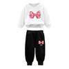 Kids Girls 2Pcs Sweatshirt Outfit Rib Trim Sweatshirt and Jogger Pants Casual Suit