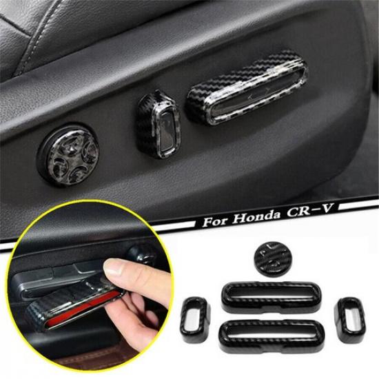 Carbon Fiber Car Seat Adjustment Button Cover Trim For Honda CR-V CRV 2023 2024