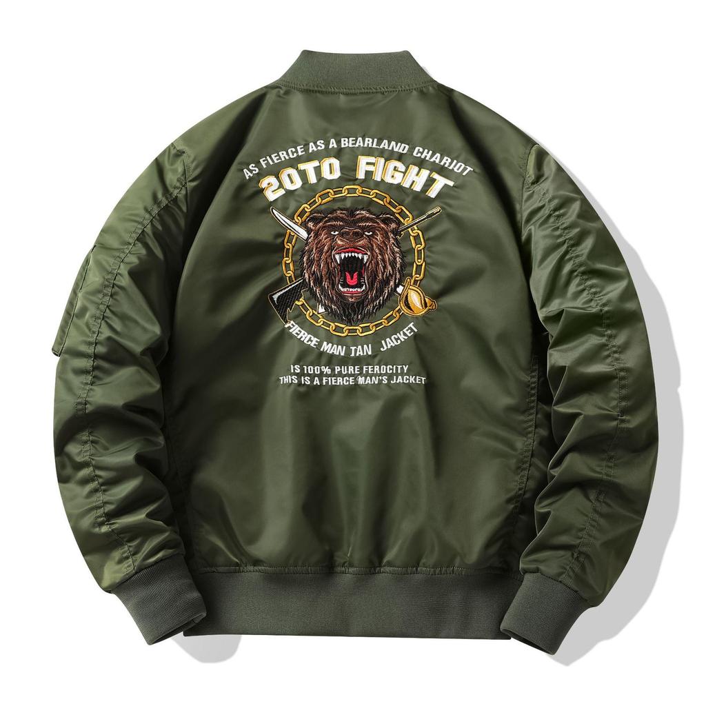 Frühling und Herbst Bomberjacke Herren bestickte Baseballuniform Plus Size Mantel Werkzeugjacke