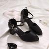 Chaussures baotou à talons hauts talon épais nouvelles sandales d'été à un bouton bout pointu talon moyen chaussures simples