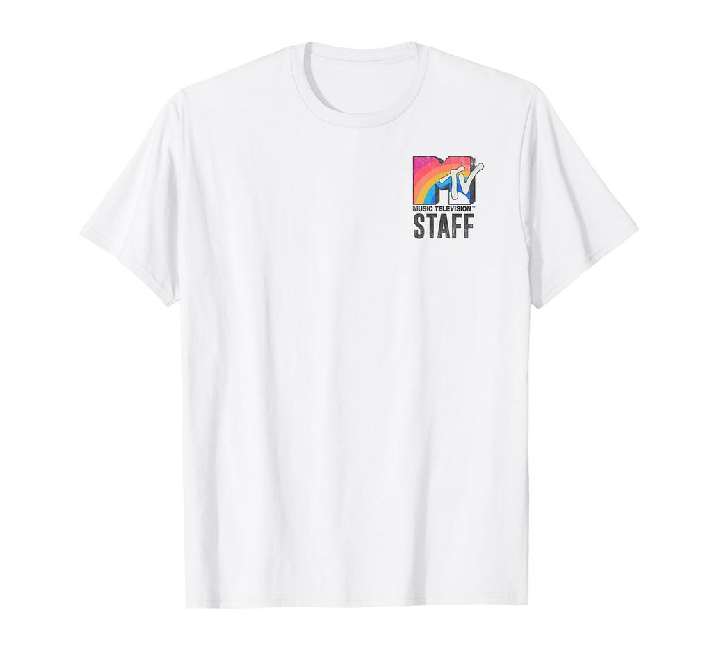 T-shirt Graphique pour le Personnel avec Logo Arc-en-ciel de Poche MTV