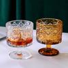 Embossed High Foot Ins Style High Appearance Ice American Coffee Cup Fruit Tea Beverage GlassRed Wine Glass Cocktail Juice Glass