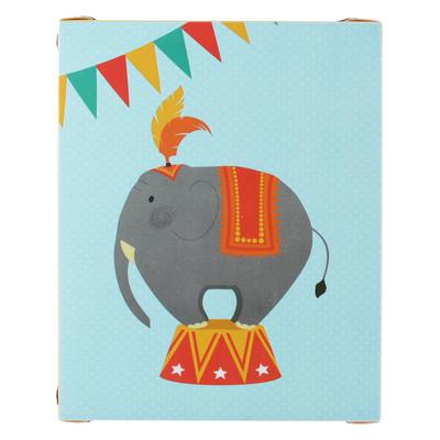 [Q1155] - Foldable Storage Box 'Circus' Blue (elephant) - 23x18x10 Cm (4L)