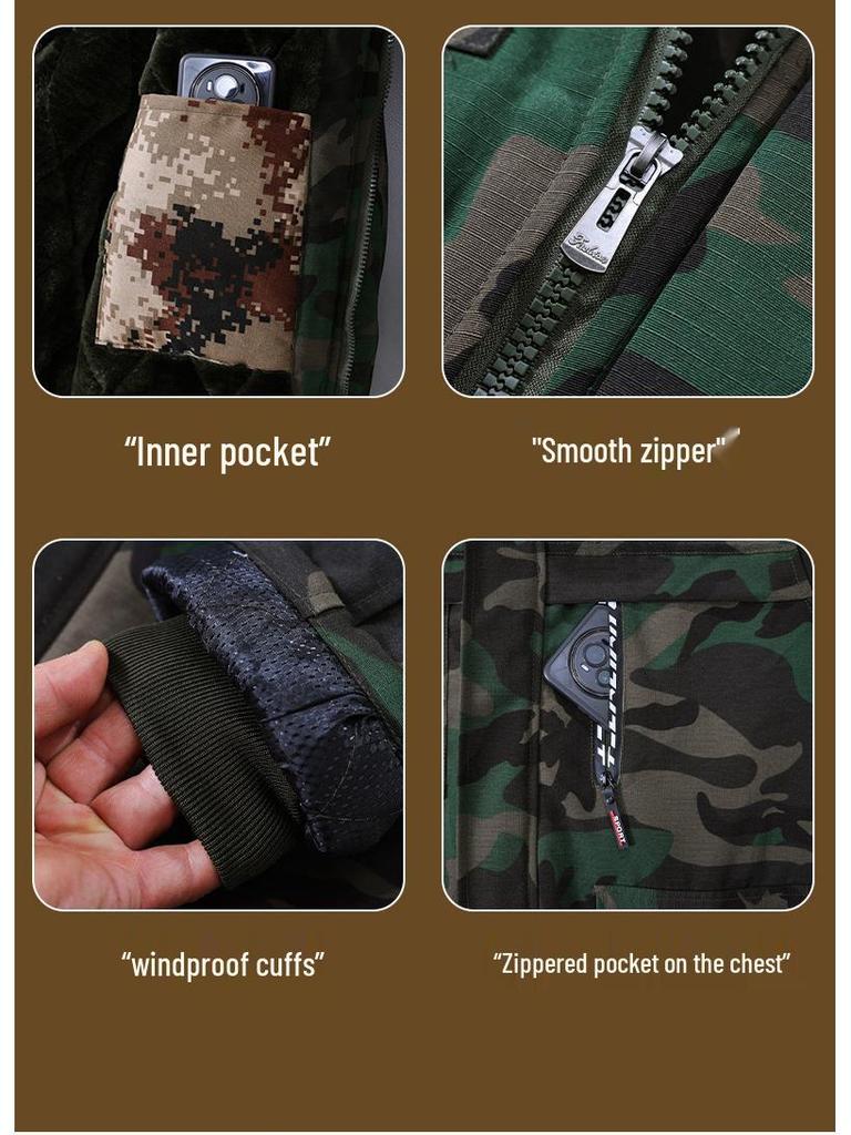 Men's Winter Camouflage Jacket: Thickened Cotton, Waterproof, Anti-Cold Military-Style Coat, Plus Velvet, 2024 Model