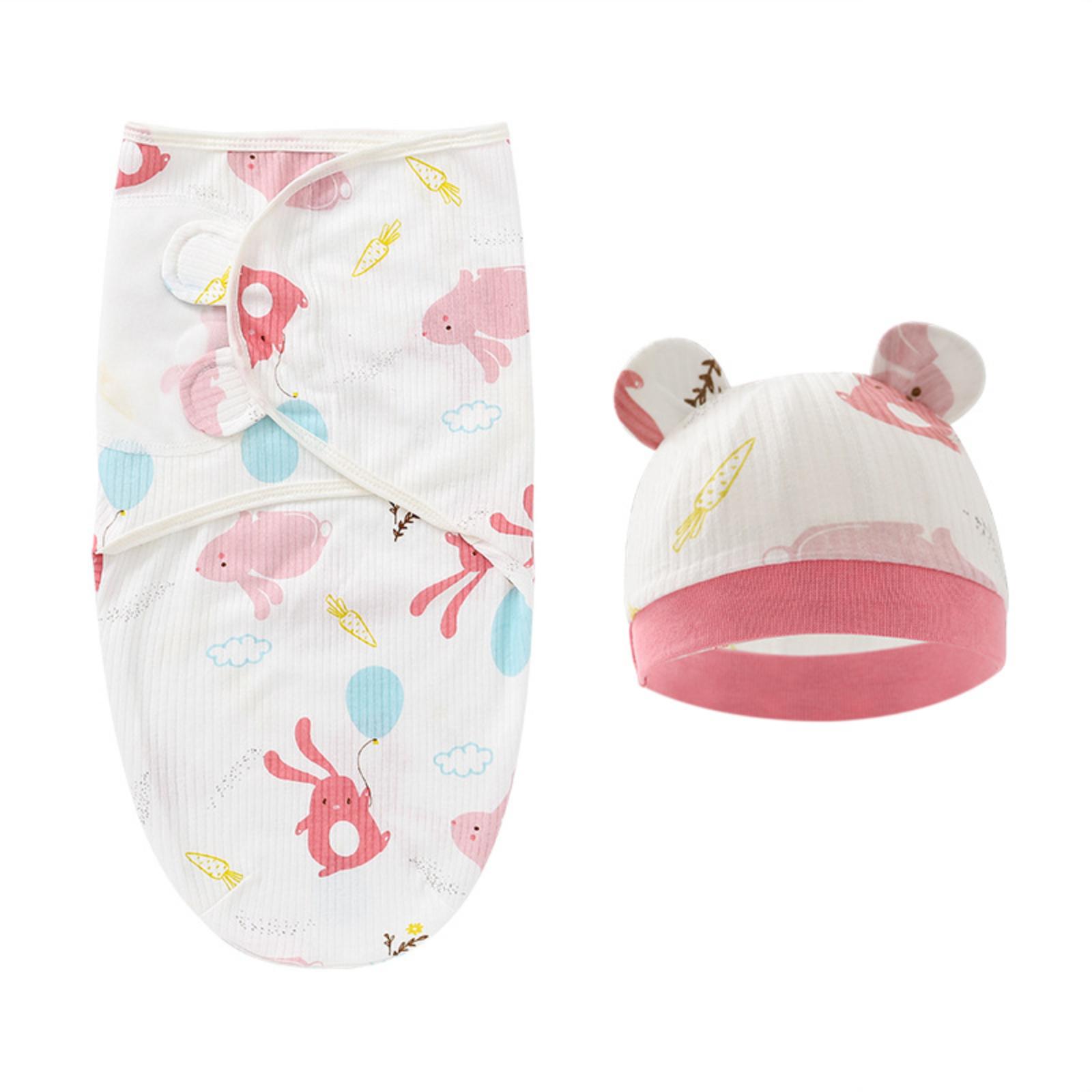 Newborn Baby Swaddle Blanket + Hat One Size