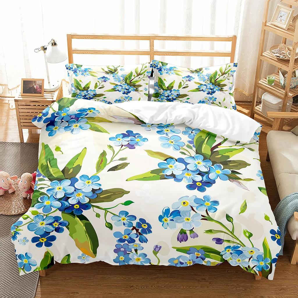 Botanical Flower Duvet Cover Single King Size Garden Leaves Floral Bedding Set Polyester Nature Theme Quilt Cover For Girl Women
