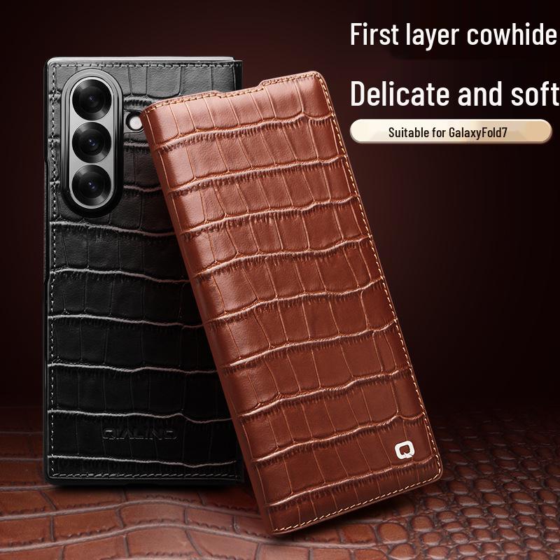 Étui à rabat magnétique en cuir véritable Chali pour Samsung Galaxy Z Fold7