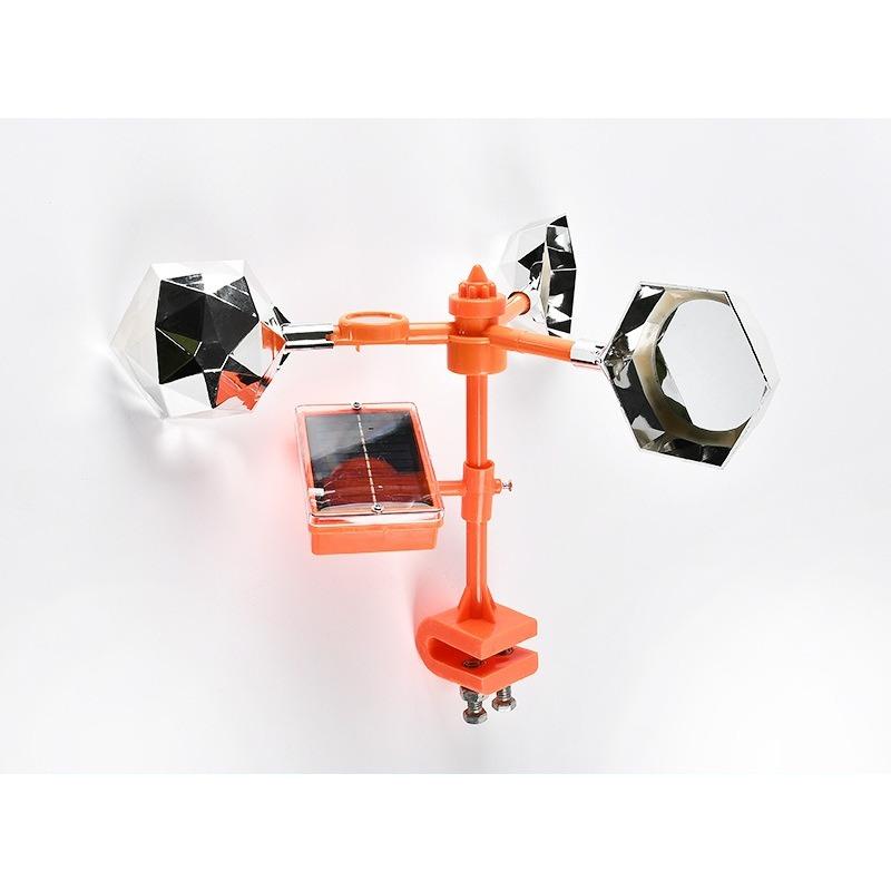 Solar Powered 3-in-1 Bird Repeller: Ultrasonic Sound, Wind Motion & Reflective Flash for Orchard Farm Garden Pond