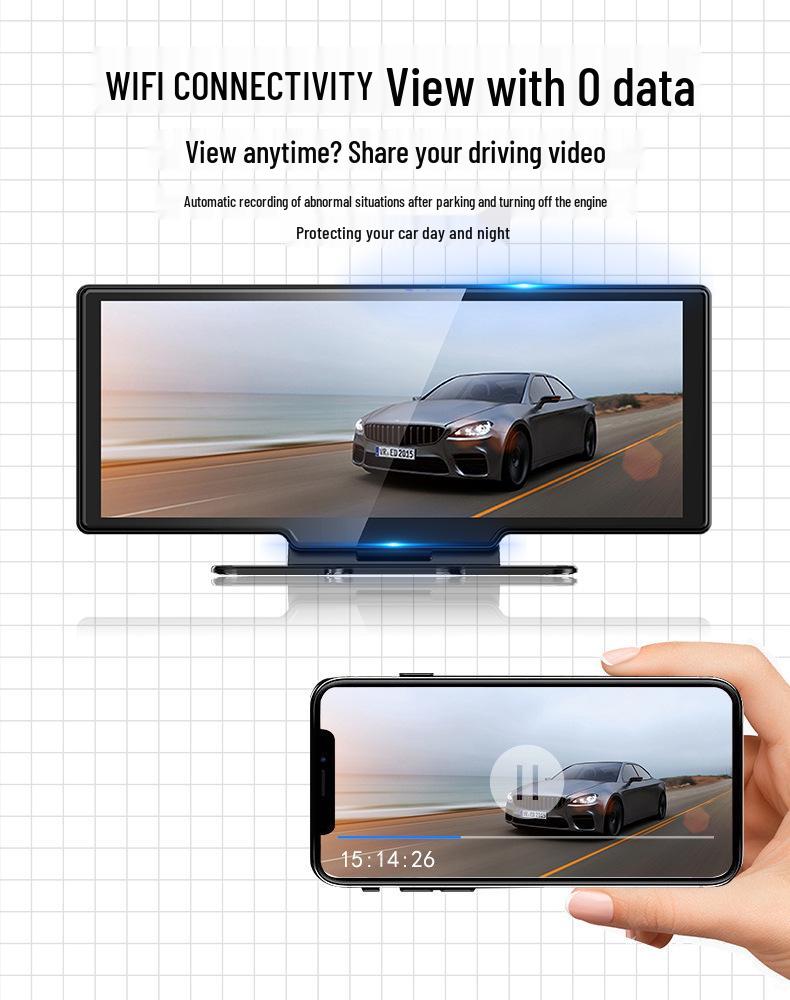 10.26" Carplay Screen DVR: 4K Front, 1080P Rear, Night Vision Dash Cam