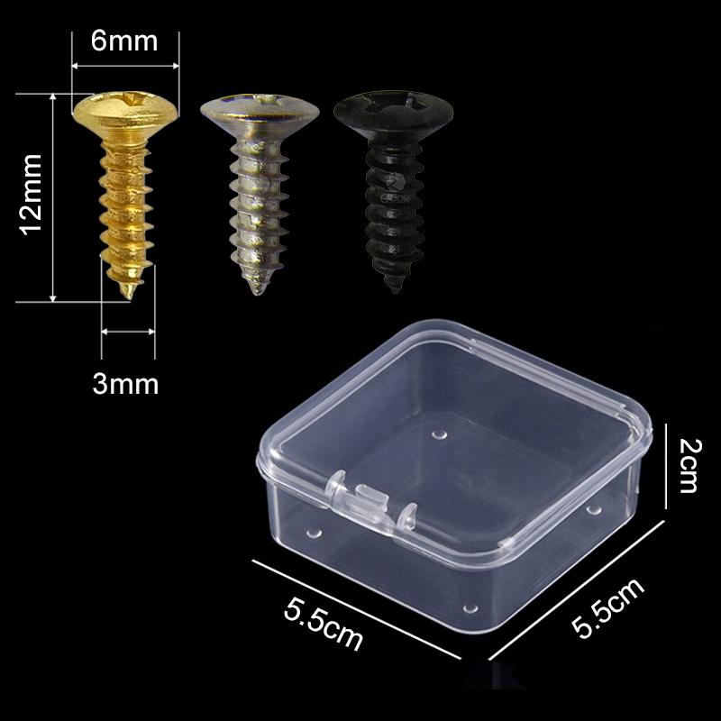 50PCS Guitar Protective Plate Screws 3*12mm Size Screws with 1PC Transparent Box Gold Silver Black Available Guitar Supplies ZYF