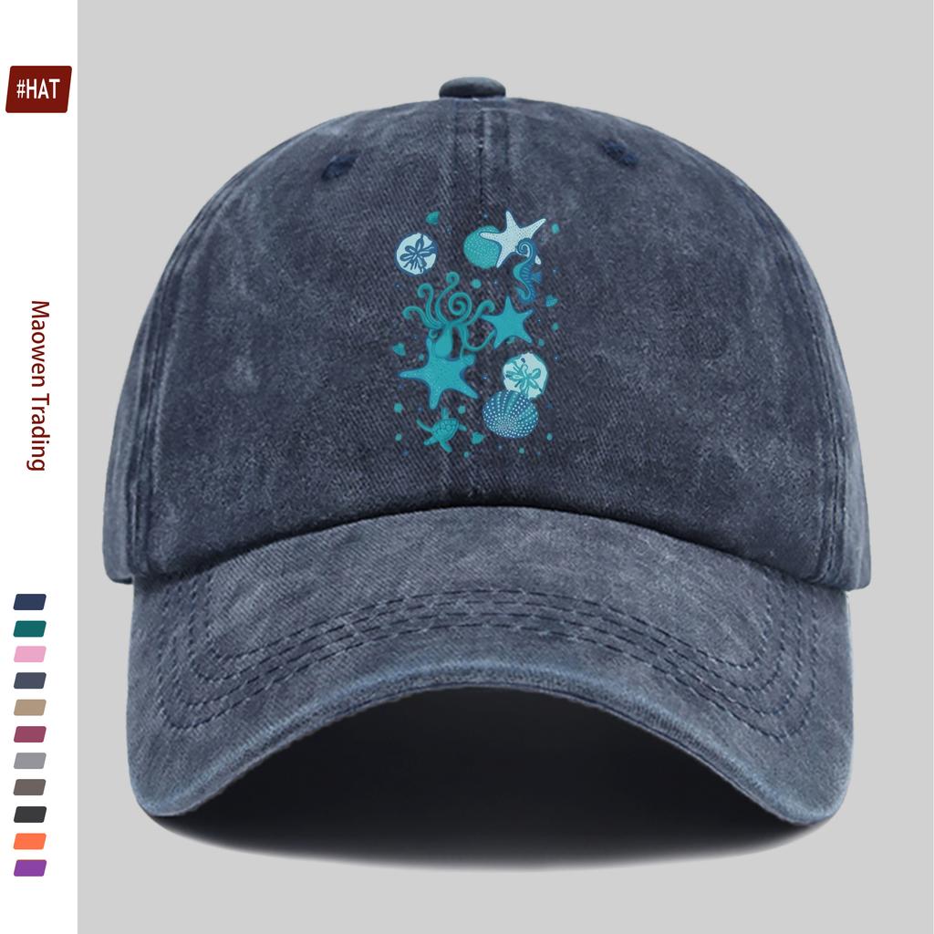 pc Marine Life Pattern Design Printed Baseball Cap Suitable for Spring Summer Printed Decorative Hat MultiColor Optional Co
