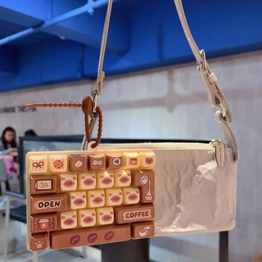 Transparent Dual-Tone Mini Keyboard Pendant 26-Key Keyboard Keychain Children's Bag