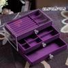 Wine Red Flannelette Jewelry Storage Box Earrings Storage Box Jewelry Dust Drawer Jewelry Box Makeup Desk Collection