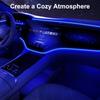 Cold Light EL Wire Interior Car LED Strip Lights, 197 Inch Neon Glowing El Wire Lights Ambient Lighting Kits for Car Decorations
