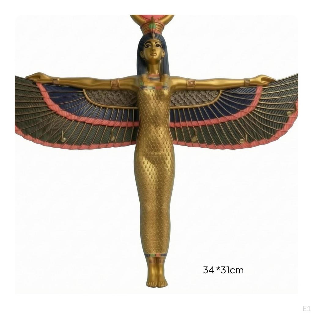 Mythological Figure Wall Figurine Layered Feather Detail Female Deity