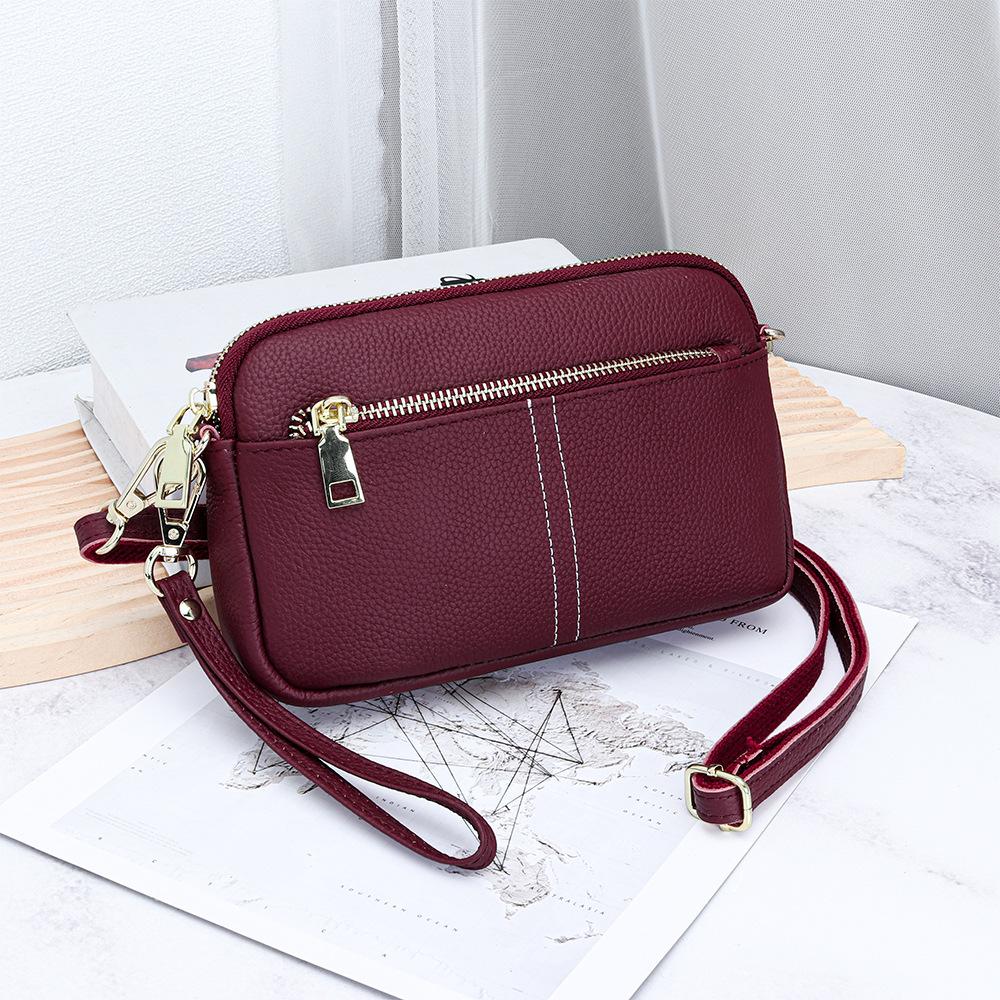 Top Grain Cowhide Small Square Bag for Women 2026 Crossbody Shoulder Handheld Bag, Leather Lightweight Casual Phe Purse Wallet