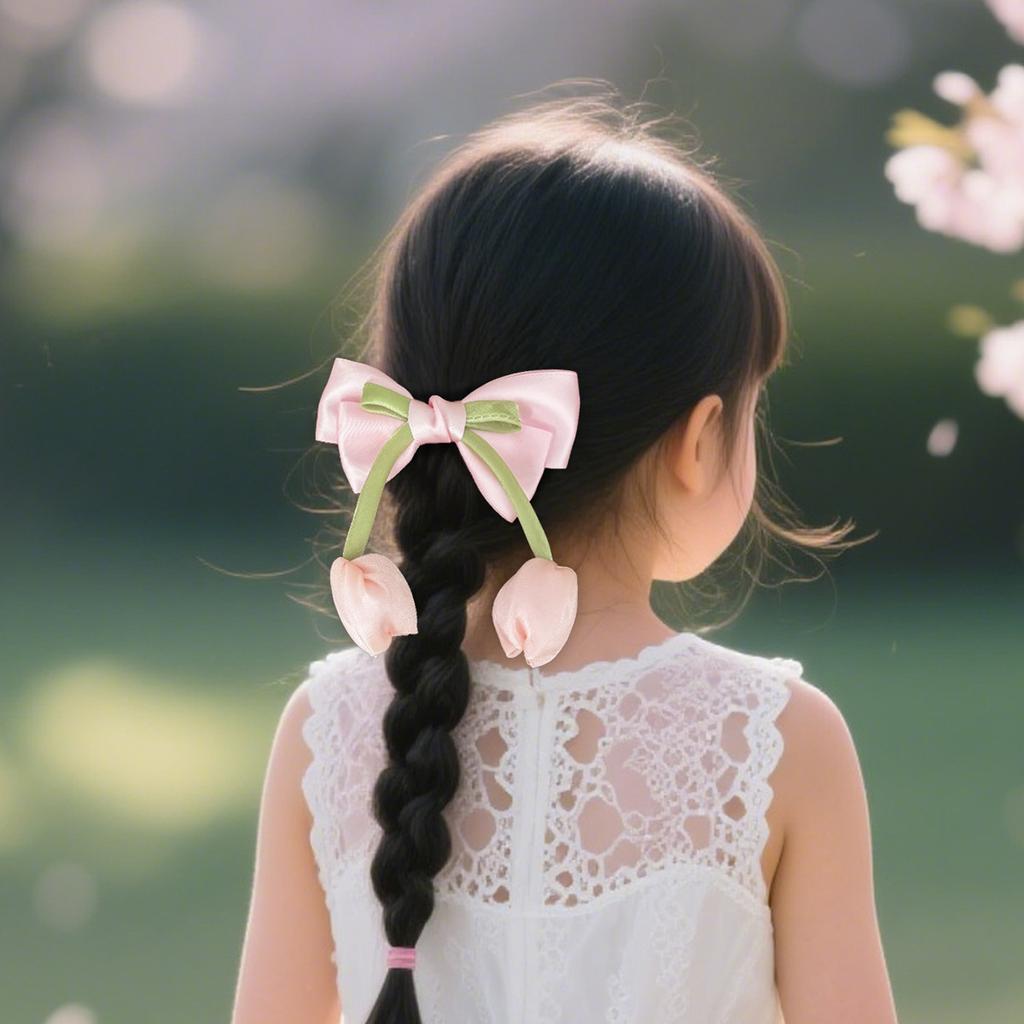 Wunderschöne Chiffon-Tulpen-Haarspangen für Mädchen Hellrosa Elegante florale Haarspangen Neues Produkt Kopfschmuck