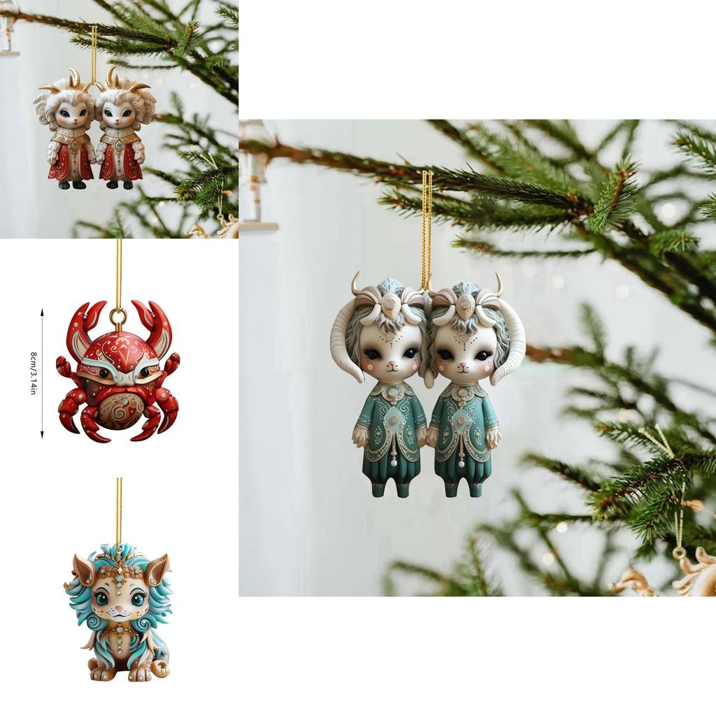 Delightful Cartoon Sheep Crab Car Ornament Whimsical Acrylic Holiday Decor Piece