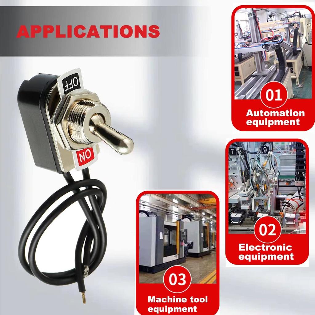 Heavy Duty Toggle Switch SPST 2 Pin ON/Off Rocker Toggle Switch 6A/125V 3A/250V for Car Truck Boat Marine Black Shell(1PCS)