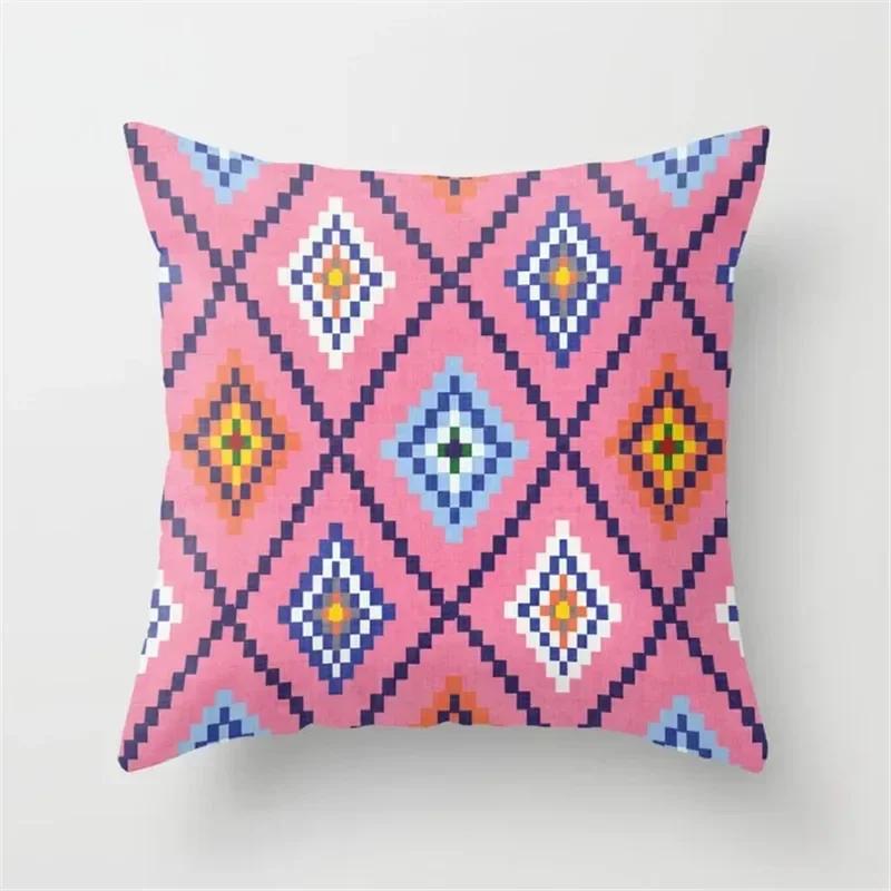Color block geometric patterns Double-sided Printed pillow cover Short plush Suitable living rooms bedrooms throw cushion cover