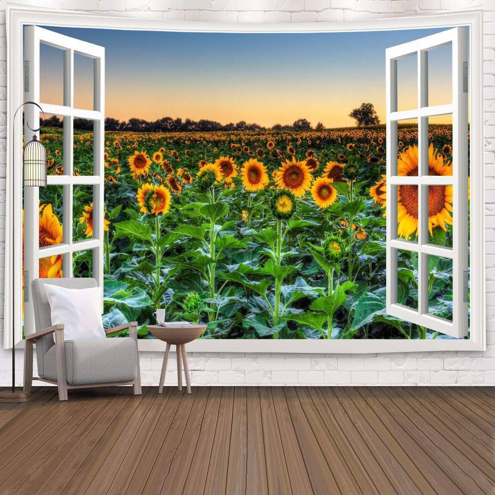 Wall Hanging Living Room Bedroom Window Natural Landscape Beach Large  Covering Decoration Tapestry Background Cloth Bedside