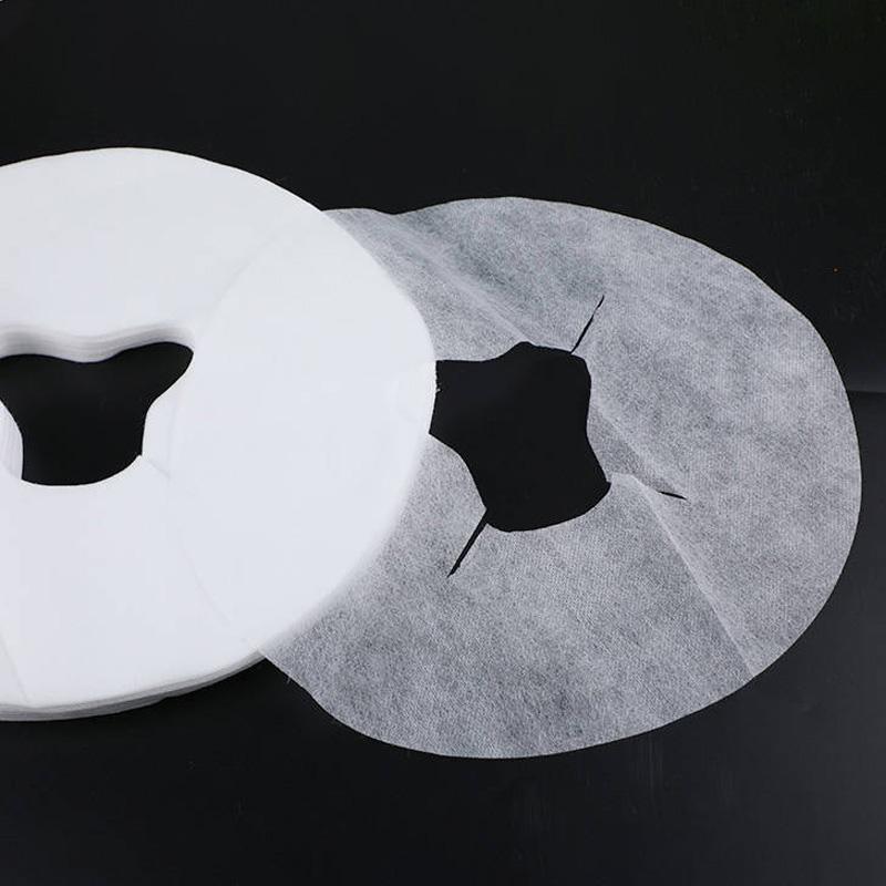 100Pcs Face Pad SPA Pillow Cover Disposable Face Hole Cover Non-Woven Face Cradle Rest Covers