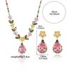 European-American Style Zircon Emerald Necklace & Plum Blossom Earrings