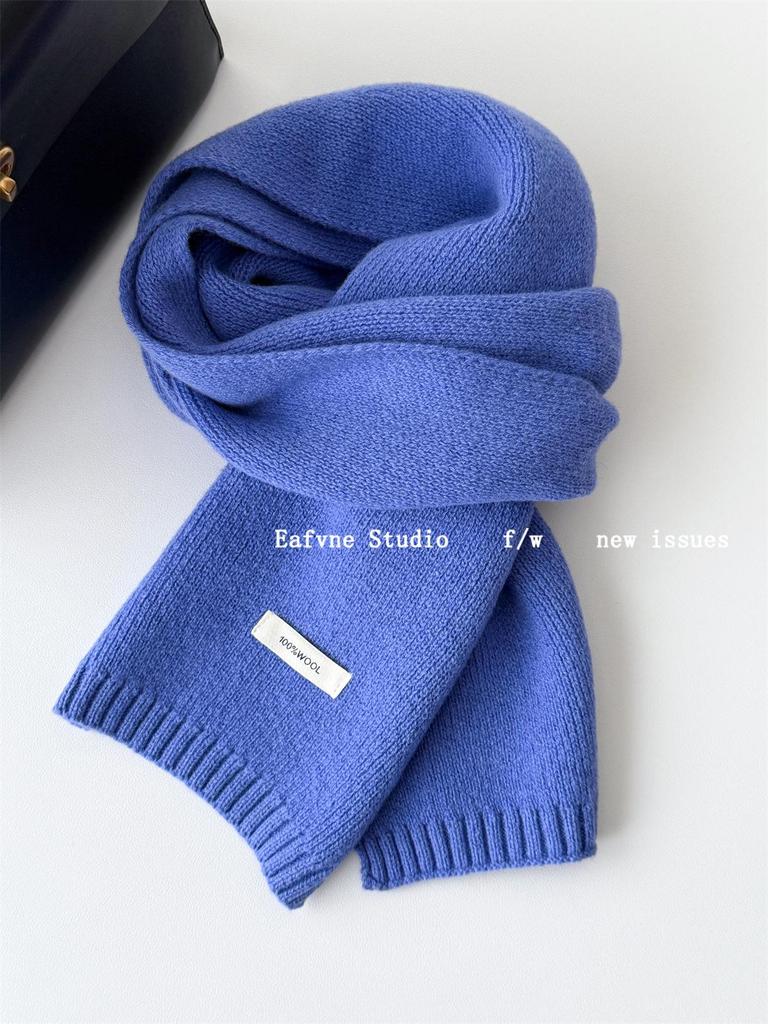 Glacier Blue Women's Pure Wool Scarf - Warm, Versatile for Autumn/Winter