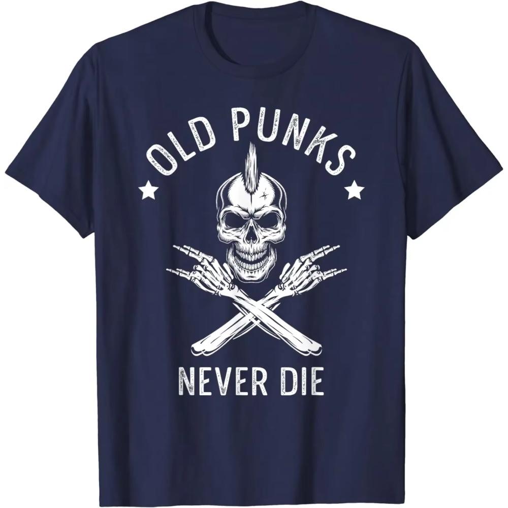 

Футболка Old Punks Never Die Punker Rocker Subculture Skull Rocker S темно-синий