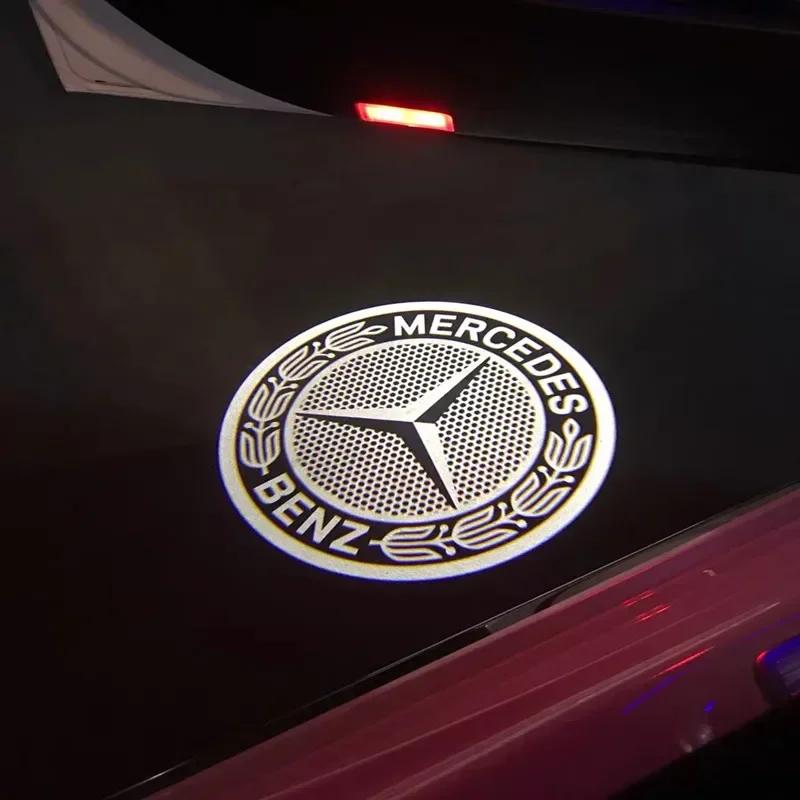XAOJZ1 C200 E200 New 2025 For Mercedes Benz 2PCS Car Door Emblem LED Light Welcome Lamp Wireless Laser Projector For Mercedes Benz B/C/