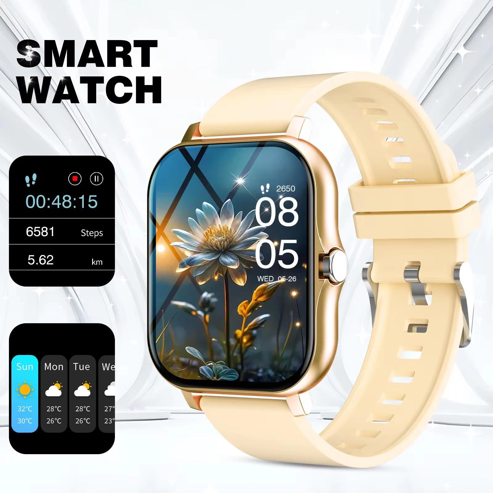 

2026 New Smart Watch for Men Women Gift Full Touch Screen Sports Fitness Watch Bluetooth Call Digital Smartwatch золотистий