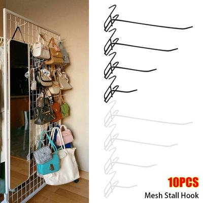 10Pcs Durable Retail Shop Mesh Stall Hangers Wall Hook Reusable Supermarket Shelf Hook Universal Coat Bag Mesh Panel Hooks