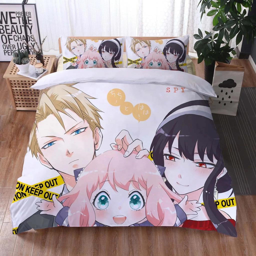 Anime Spy Family Anya Bedding Set Boys Girls Twin Queen Size Duvet Cover Pillowcase Bed Boys Adult Fashion Home Textileextile
